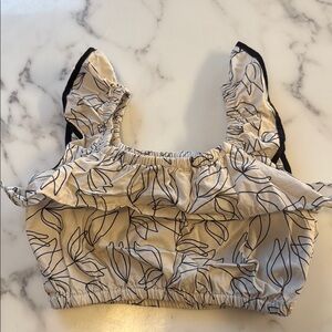 Floral Print Cream  crop Top